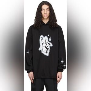 We11done Men's Black Denim Hoodle